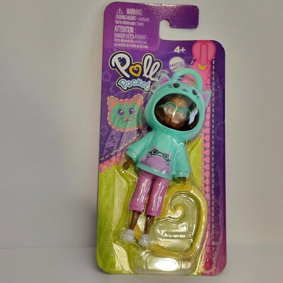 CUTE Polly Pocket Tiny World Animal Hoodie 4 Inch Doll CAT BNIP - Picture 1 of 4